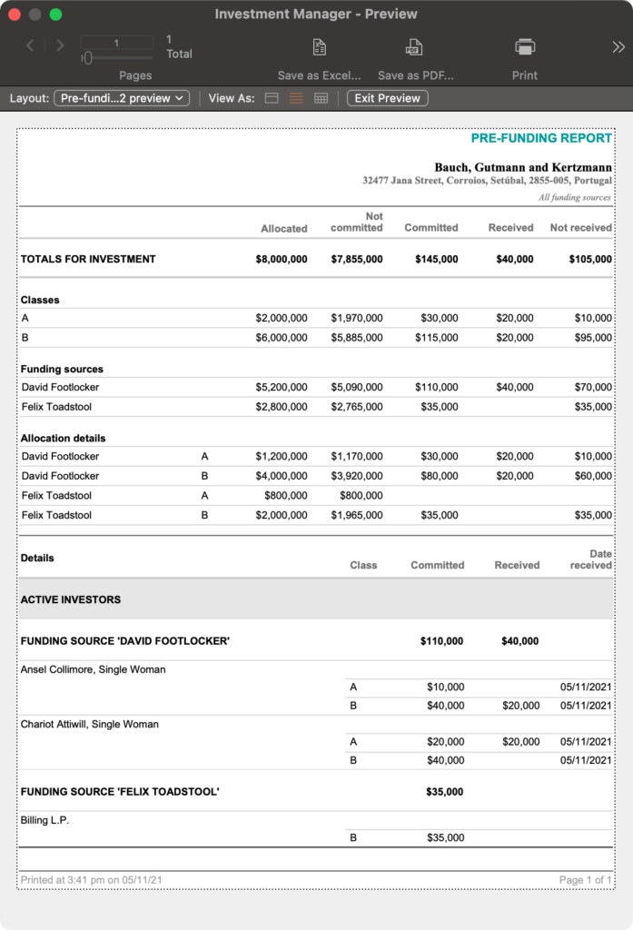 A screenshot of our custom FileMaker app that shows the preview of one of the reports available in the app.