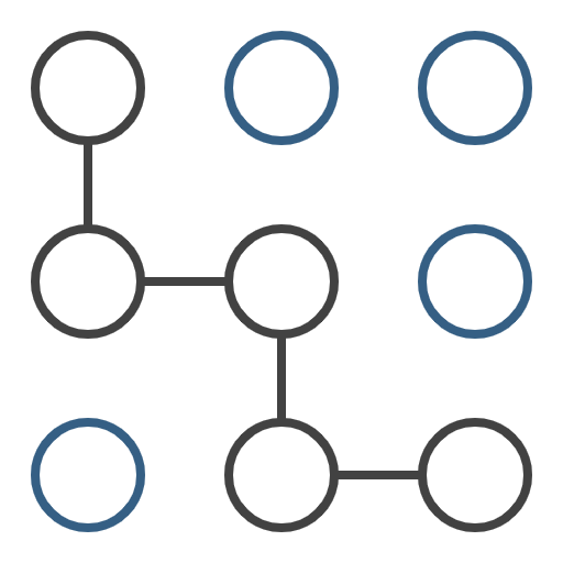 An icon consisting of nine circles arranged in a grid. Five of the circles are joined by lines. The icon is being used to represent the phrase 'Low-Code'.