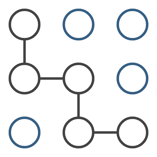 An icon consisting of nine circles arranged in a grid. Five of the circles are joined by lines. The icon is being used to represent the phrase 'Low-Code'.